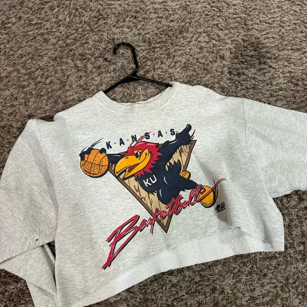 Kansas Jayhawks Gray Graphic Crop Top